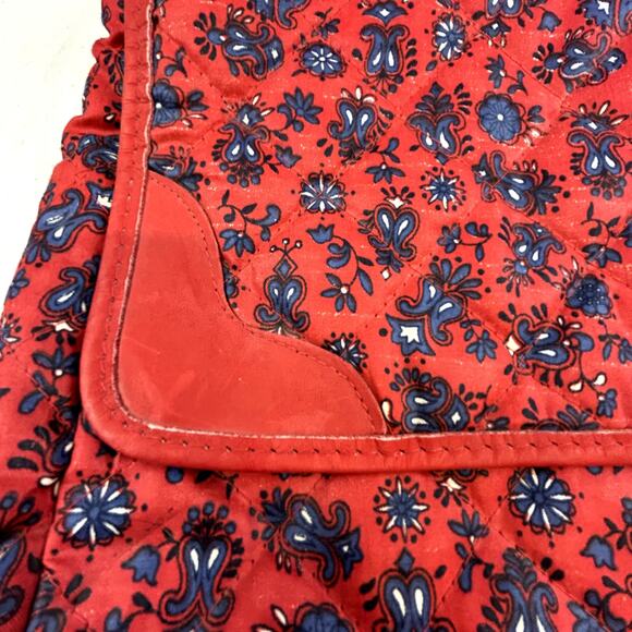 Red and Navy with white purse 10 x 10 x 2" cloth bag 14" tall strap - Picture 6 of 7